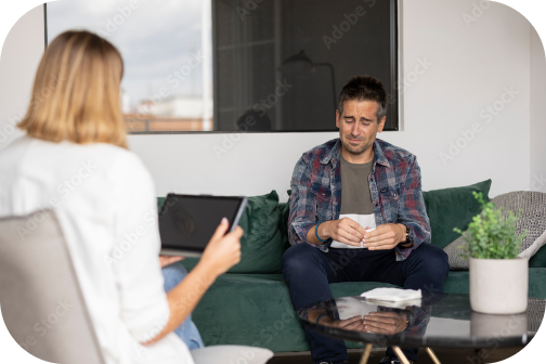Man seeking help for the mental and emotional effects caused by his opioid addiction