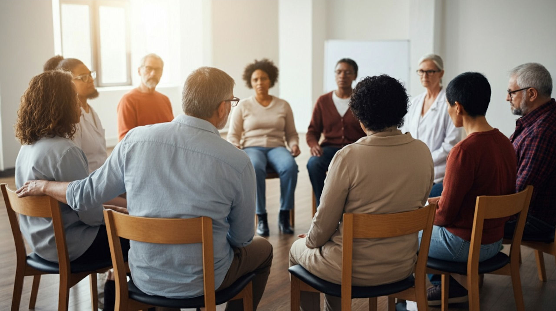 A circular group therapy session in IOP treatment for opioid addiction