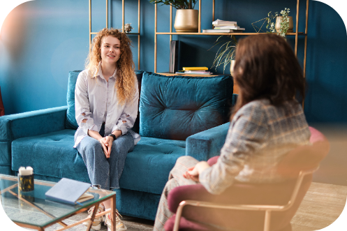 a female patient having individual therapy for ocd and addiction